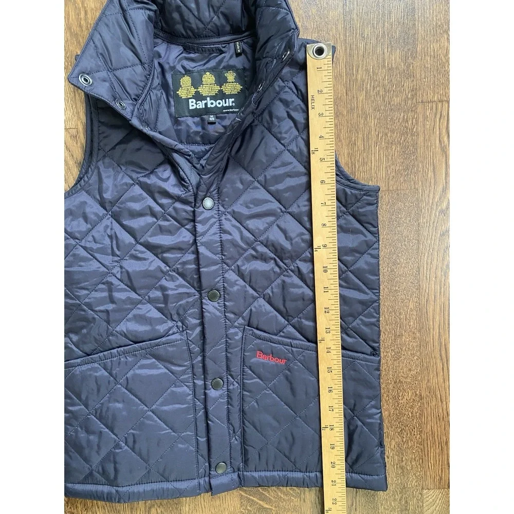 Barbour Liddesdale Kids Insulated Quilted Snap Gilet Vest Size M 8/9 Navy Blue